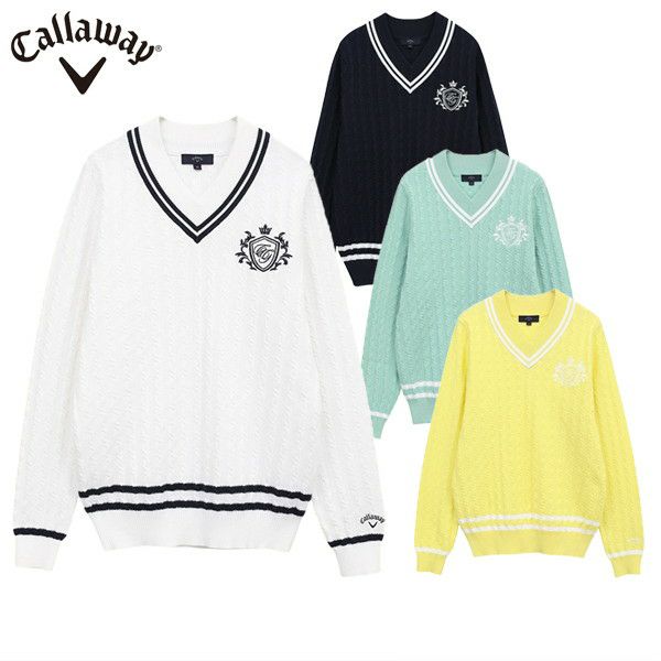 Callaway レディース セーター M ホワイト ケーブルニット 匿名配送 セーター レディース キャロウェイ アパレル キャロウェイ