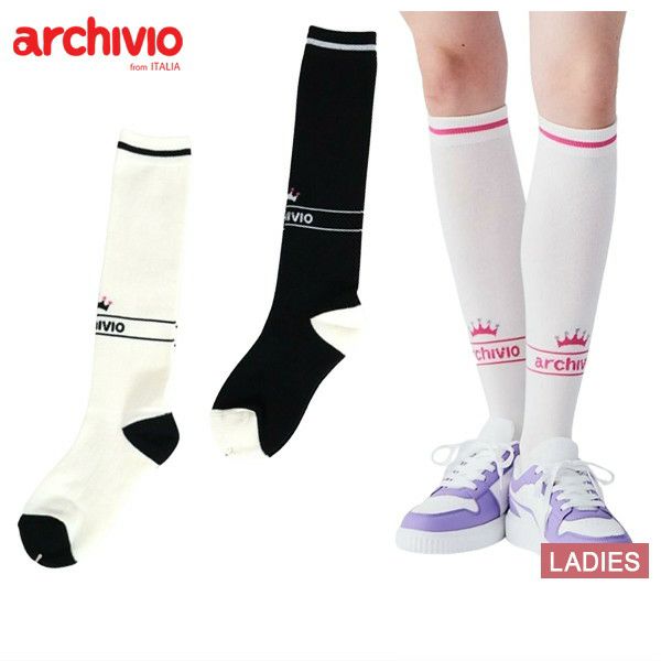 archivio ゴルフウェア ※ソックスはつきません 新品】アルチビオ ソックス2点セット 白×黒 ロゴ レディース
