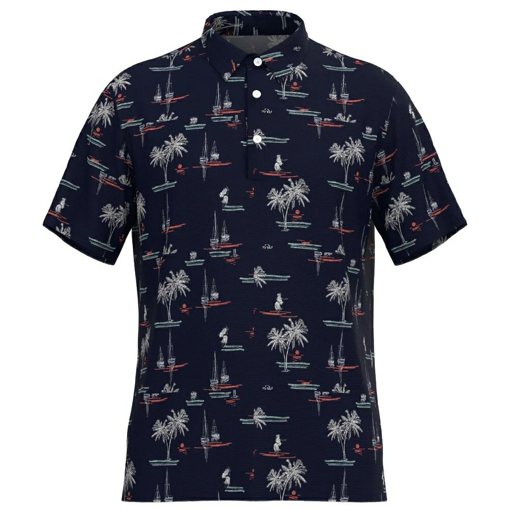 【新品】ZOY　メンズ　ヨット柄 ポロシャツ　M　伸縮性 吸水速乾 UVカット 新品】ZOY メンズ ヨット柄 ポロシャツ M 伸縮性 吸水速乾 UVカット