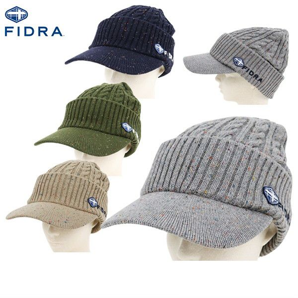 フィドラ FIDRA メンズ レディース キャップ ニットキャップ ツバ付きニット帽 カラーネップデザイン ケーブル編み ロゴ刺繍付 2025 秋冬 新作 ゴルフ