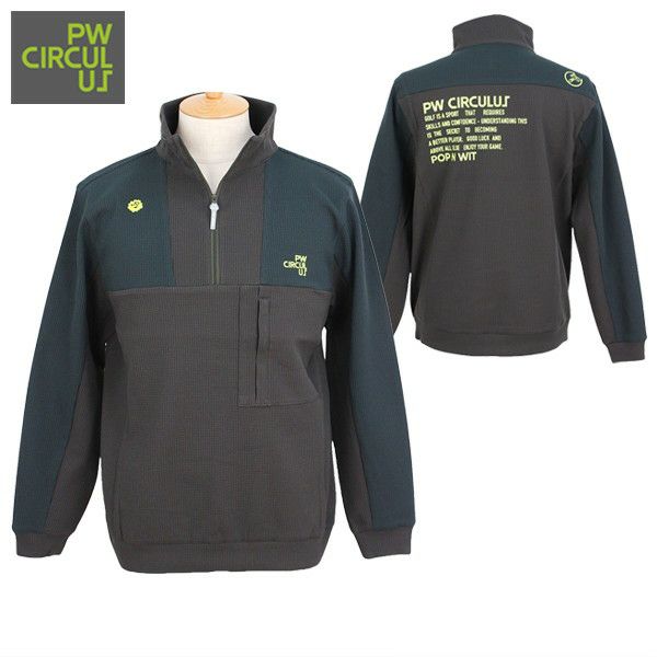 PW CIRCULUS メンズ黒 ポロシャツ PW CIRCULUS 黒 ワッフルポロシャツ Mサイズ PW CIRCULUS 黒 ワッフル