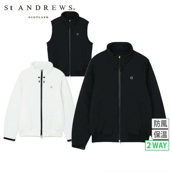 ＊st ANDREWSセントアンドリュース ホワイト キルティングジャケット L セントアンドリュース（ST.ANDREWS）（メンズ）ゴルフウェア 2WAY