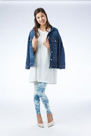 인디고 염색 압력 서포터/10 분 길이 레깅스