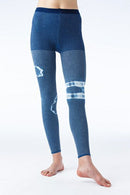 靛藍染色壓力支持者/壓縮綁腿