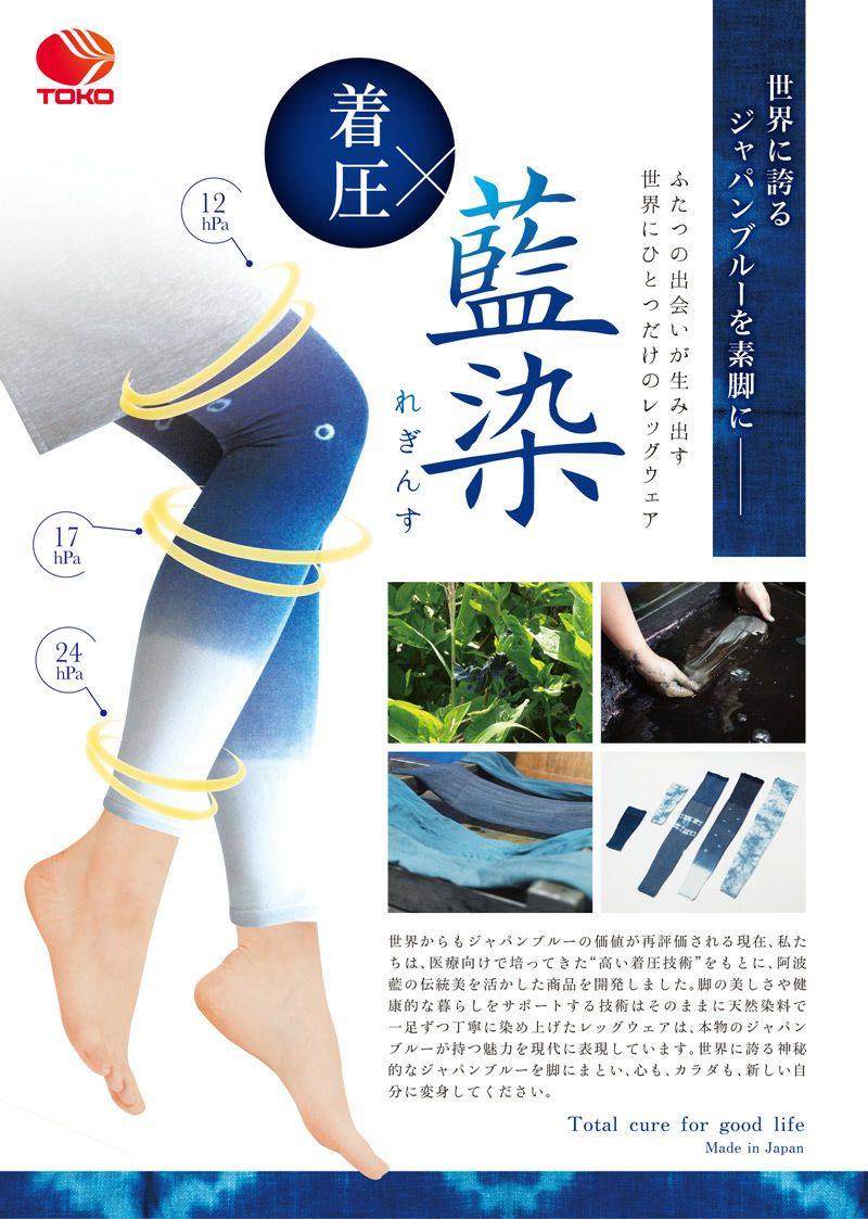靛藍染色壓力支持者/壓縮綁腿