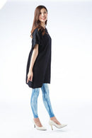 인디고 염색 압력 서포터/압축 레깅스