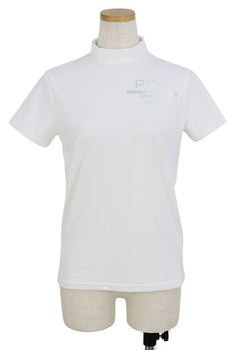 짧은 -Sleeved High -Neck Shirt Ladies Pin 2024 Spring / Summer New Golf Wear