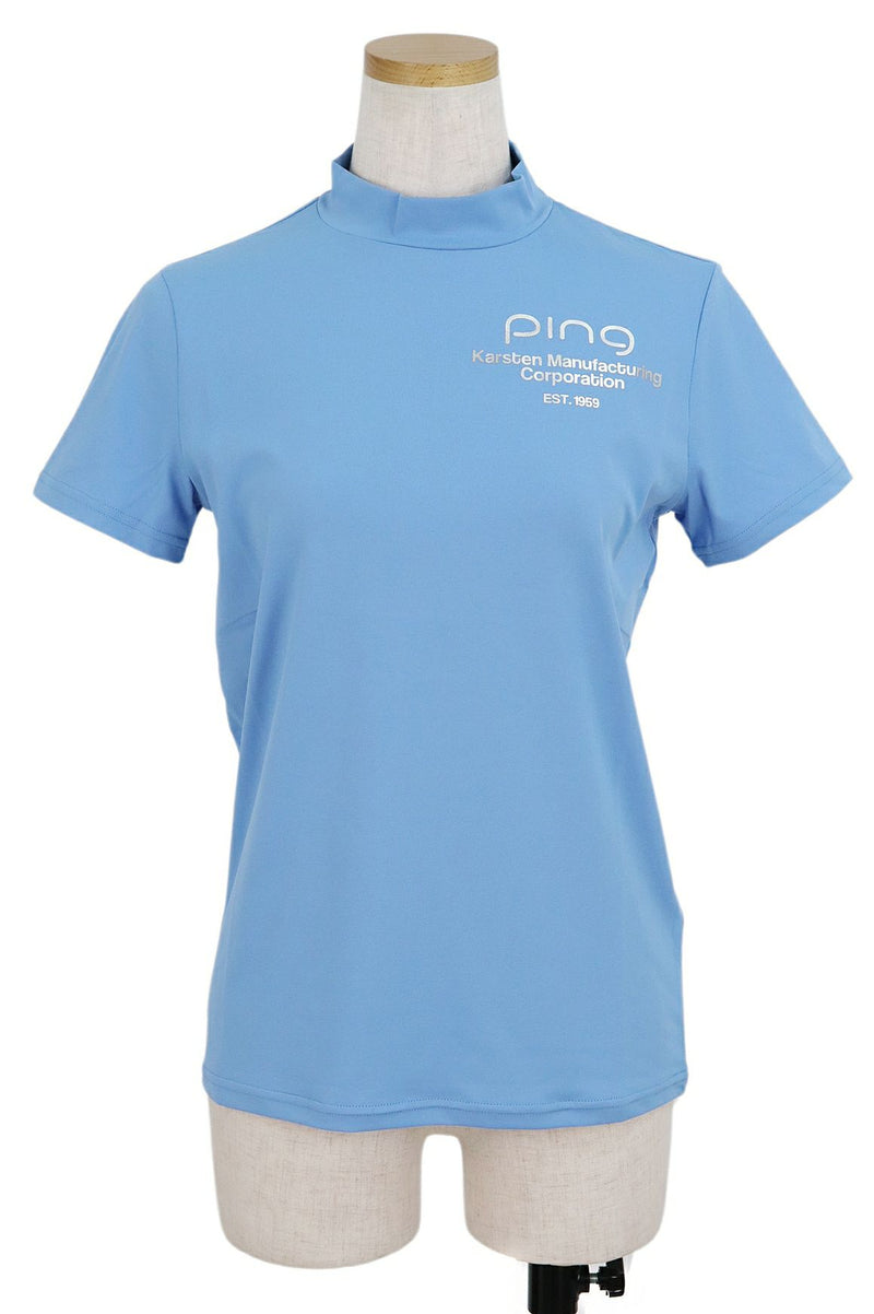 짧은 -Sleeved High -Neck Shirt Ladies Pin 2024 Spring / Summer New Golf Wear
