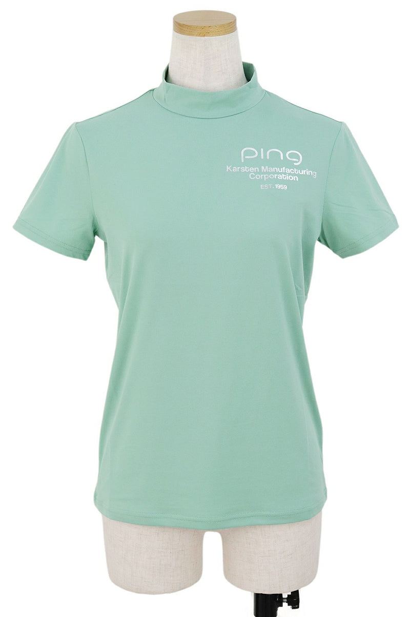 Short -sleeved high -neck shirt Ladies pin 2024 Spring / Summer new golf wear