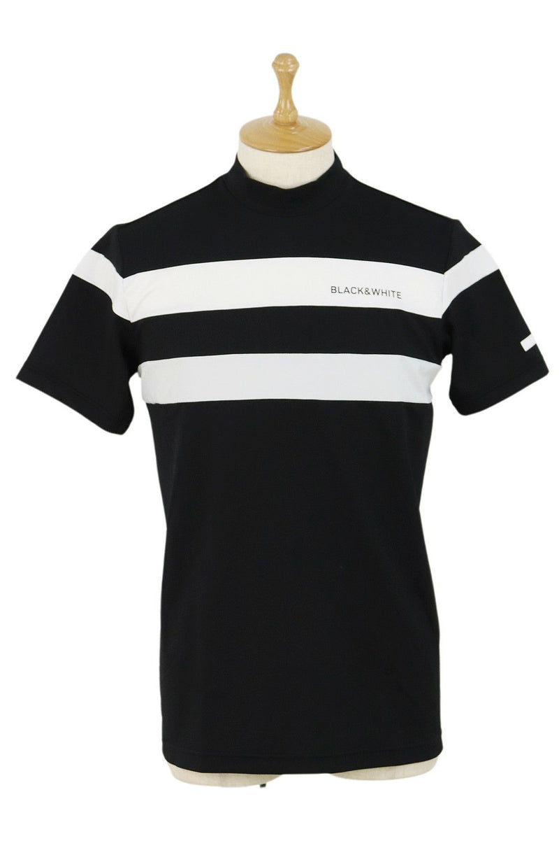 하이 넥 셔츠 남자 흑백 흰색 라인 흑백 라인 2024 봄 / 여름 새 골프 착용