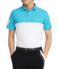 ポロシャツ メンズ アダバット adabat   半袖 UVカット 吸汗速乾 バイカラー ロゴプリント ゴルフウェア