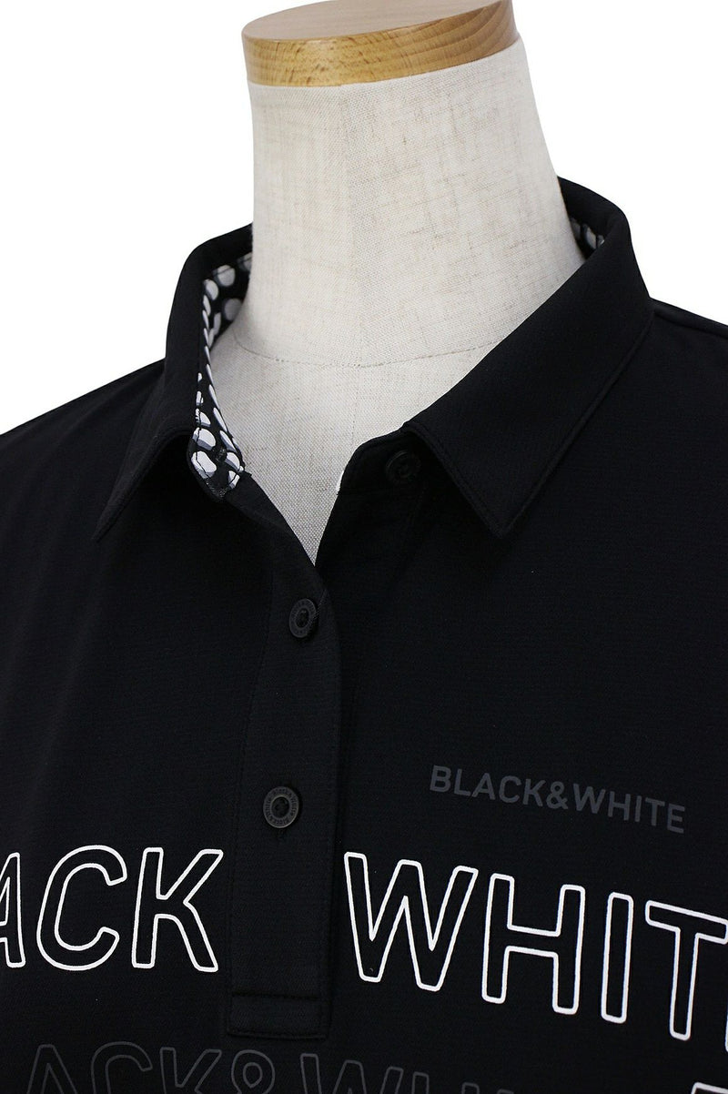 Poro襯衫女士黑白白線黑色和白色白線2024春季 /夏季新高爾夫服裝