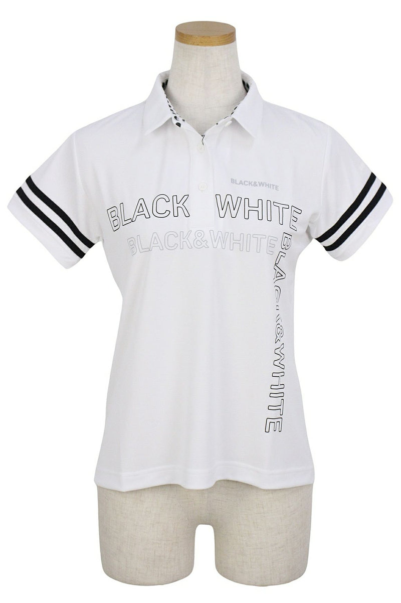 Poro衬衫女士黑白白线黑色和白色白线2024春季 /夏季新高尔夫服装